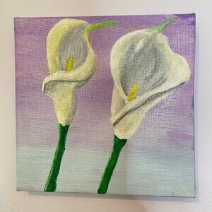 Handmade acrylic painting flowers calla lilies